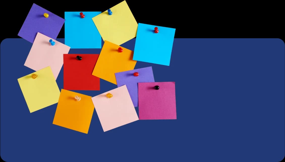 A cluster of colourful sticky notes