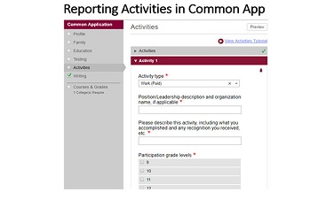 activity section common app